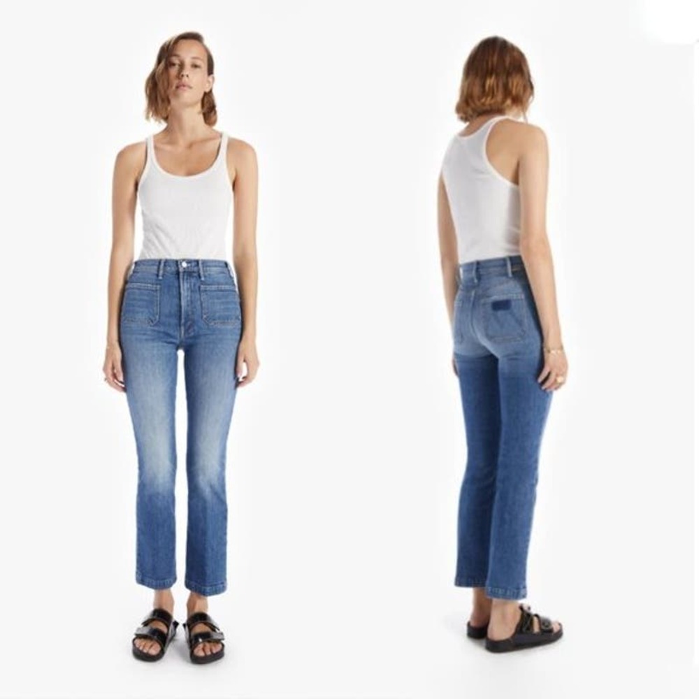 NWT MOTHER The Hustler Patch Pocket Flood Jeans Size 27